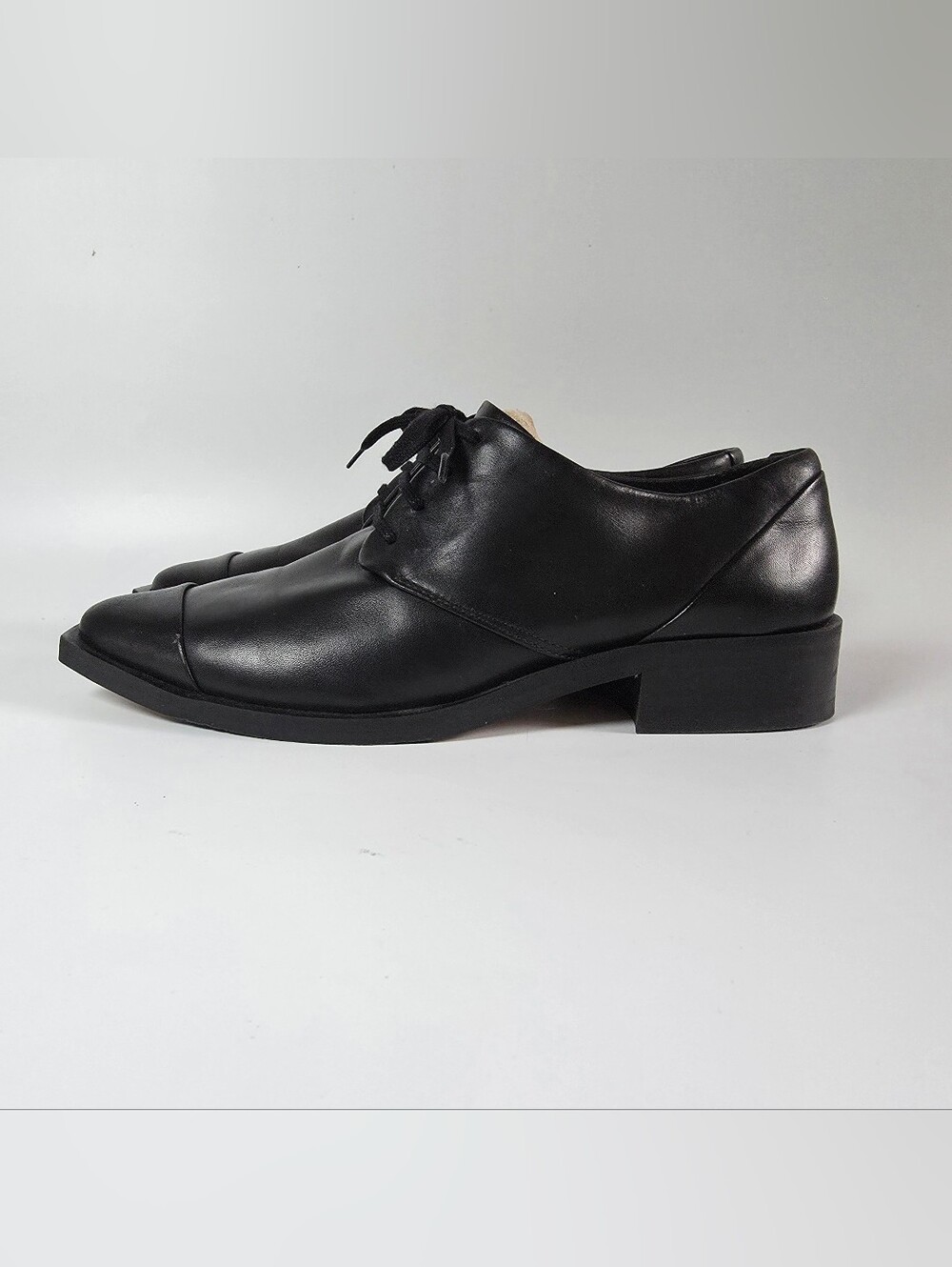 Royal Republiq Black Leather Women's Pointed Toe Derby Shoes Size 38